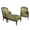 A pair of Louis XV wing chairs with one footrest. From  Moinat SA  - Antiques and home décor