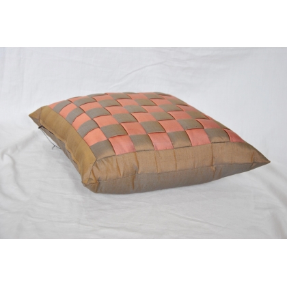 Brown and pink chequered cushion at  Moinat SA  - Antiques and home décor