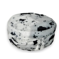 Pouf en fausse fourrure vache noire et
