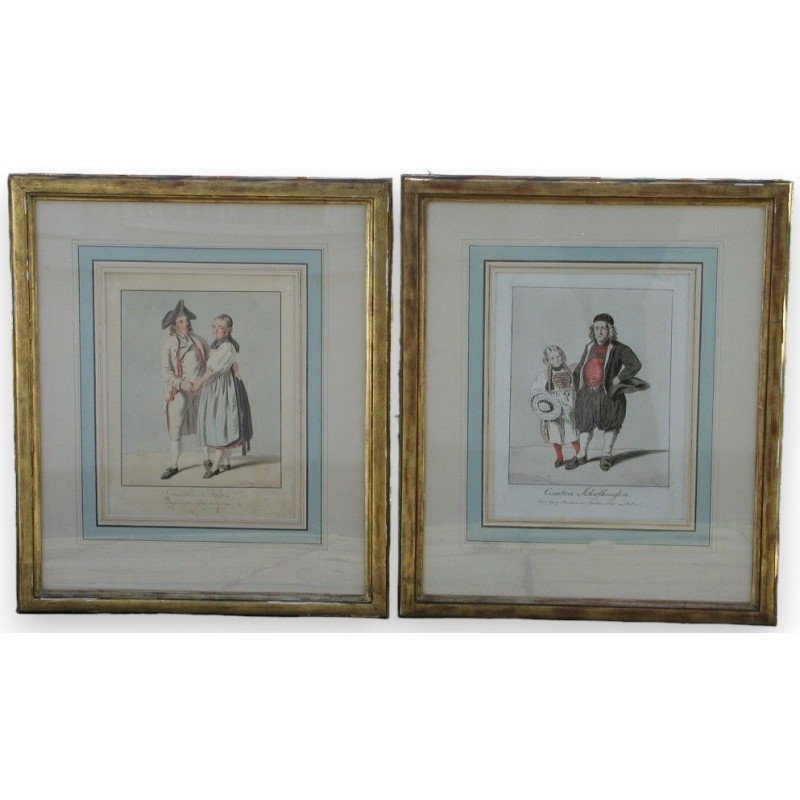 Pair of engravings entitled ‘Costumes’.  by Moinat SA  – Antiques and decorative arts –  Engravings, lithographs