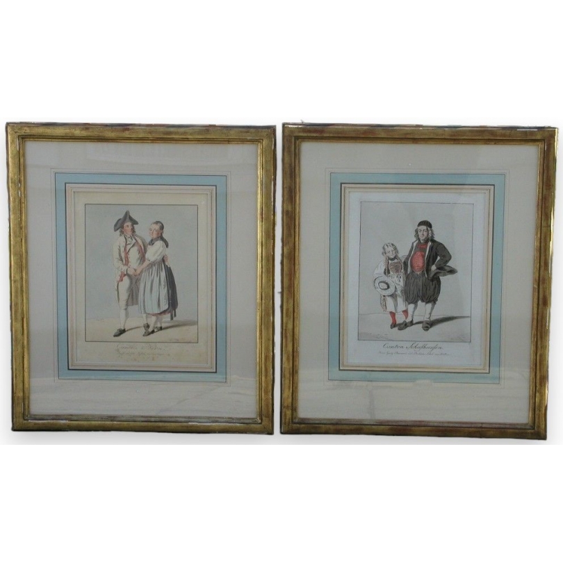 Pair of colored prints "Costumes".