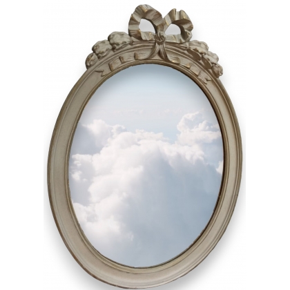  Miroir ovale style Louis XVI en bois sur  Moinat SA  - Antiquités décoration