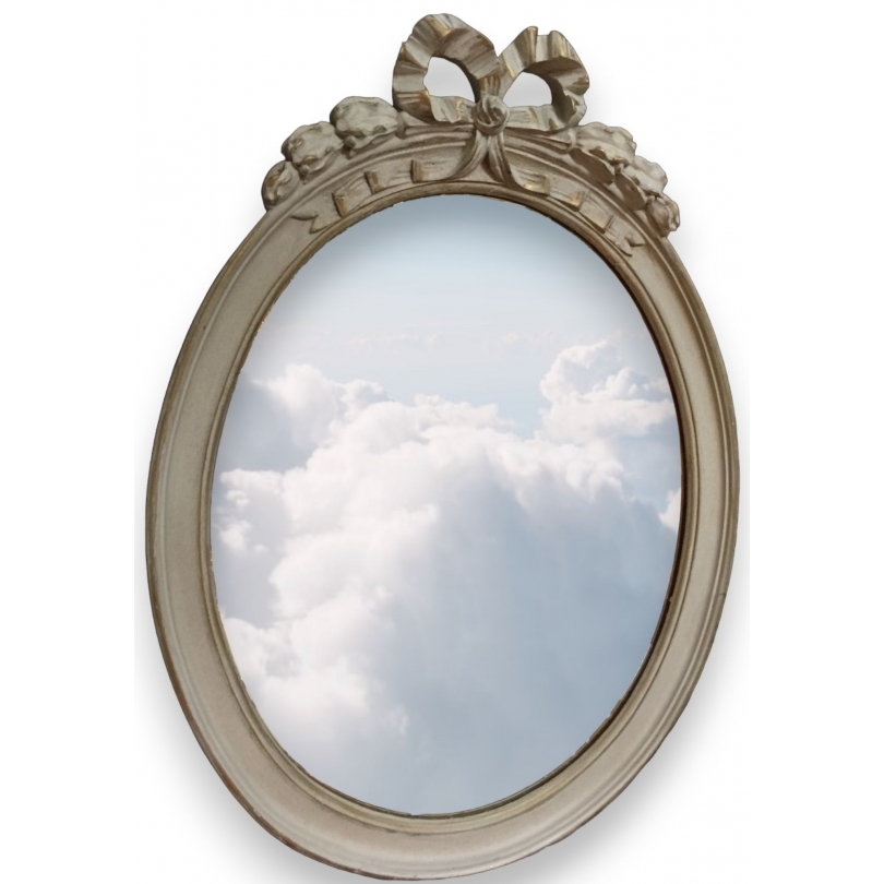  Miroir ovale style Louis XVI en bois sur  Moinat SA  - Antiquités décoration