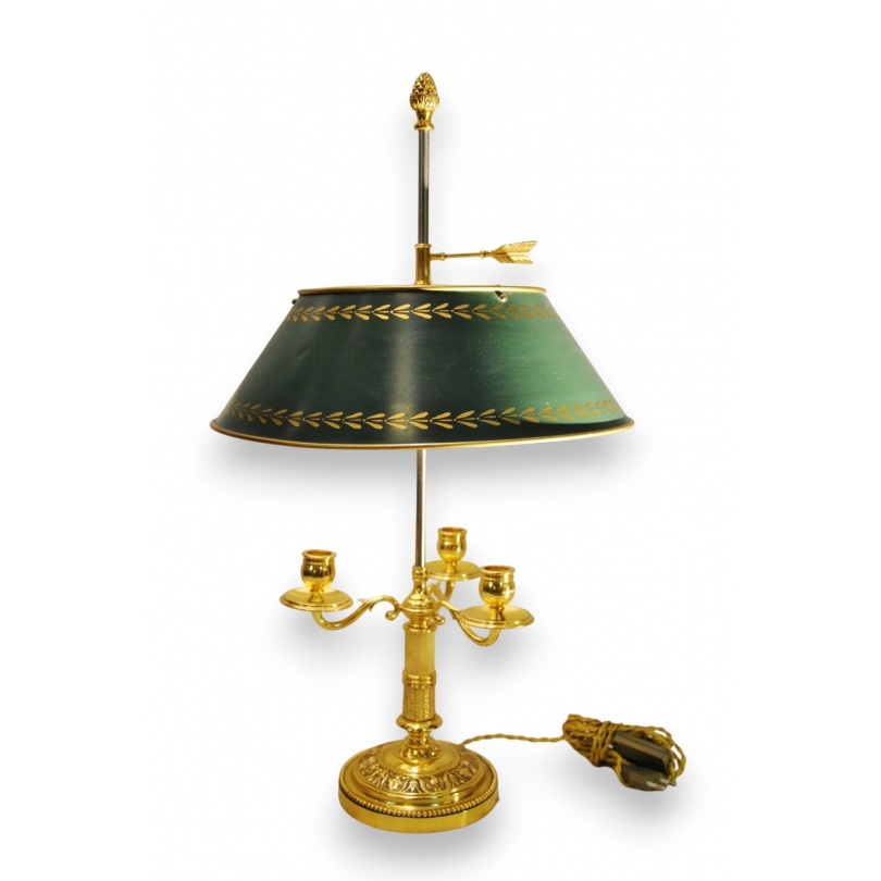  Lampe bouillotte à 3 branches en bronze sur  Moinat SA  - Antiquités décoration