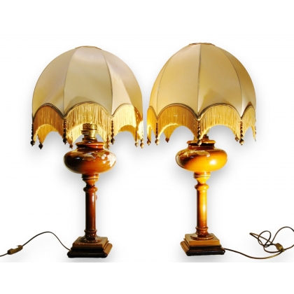  Paire de lampes en céramique brune 1900 sur  Moinat SA  - Antiquités décoration