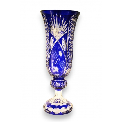  Vase "Raisins" en cristal cobalt sur  Moinat SA  - Antiquités décoration