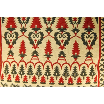 Red and green ‘hearts and fir trees’ cushion at Moinat SA – Antiques and home décor
