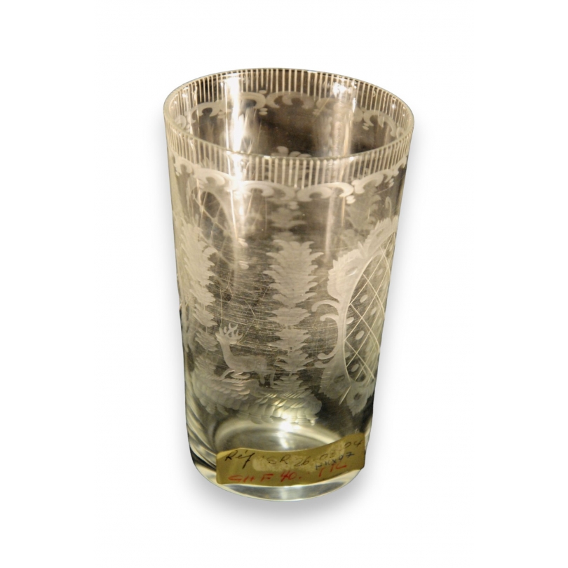  Verre en cristal décor chasse sur  Moinat SA  - Antiquités décoration
