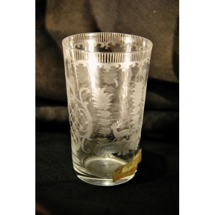  Verre en cristal décor chasse sur  Moinat SA  - Antiquités décoration