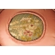 Coussin au petit point ancien, rose