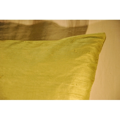 Green raw silk cushion at  Moinat SA  - Antiques and home décor