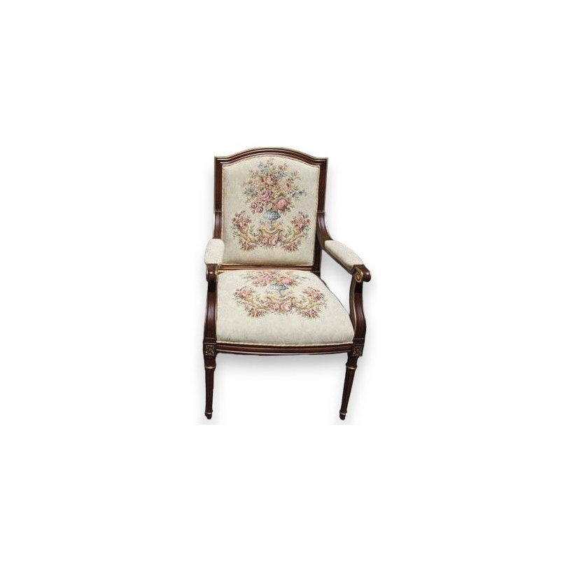 Disque en marbre beige avec support en fer