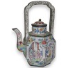 Canton-style enamelled teapot on a copper base. From Moinat SA – Antiques and Decor