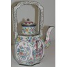 Canton-style enamelled teapot on a copper base. From Moinat SA – Antiques and Decor