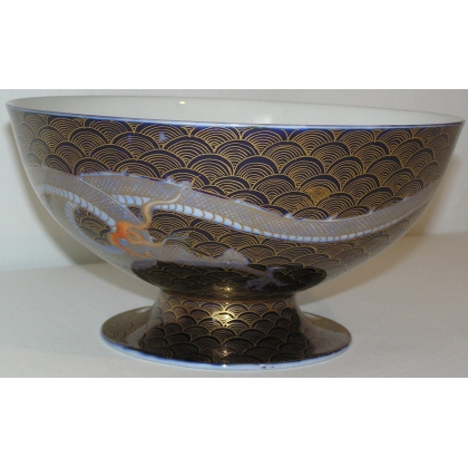 Blue-bottomed bowl with gold decoration, marked ‘Moinat SA’ – Antiques and home décor