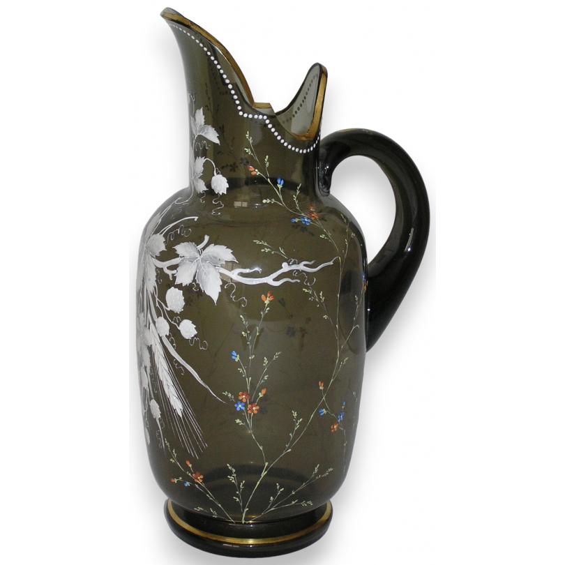 Jug with handle, 1900, in brown glass by  Moinat SA  - Antiques and home décor