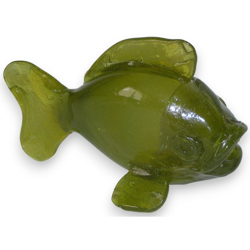 Poisson vert, en verre soufflé. Ouraline
