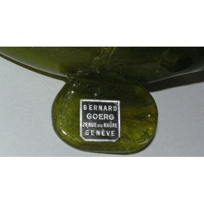 Green fish, made of blown glass. Signed ‘Moinat SA’ – Antiques and decorative items