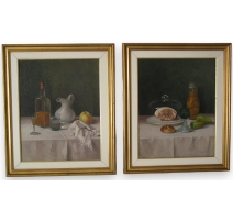 Paire de tableaux "Natures mortes",