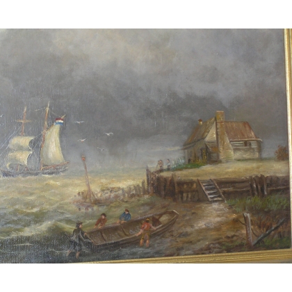 Paintings | Painting ‘Seaside in Holland’, Moinat SA  – Antiques and home décor