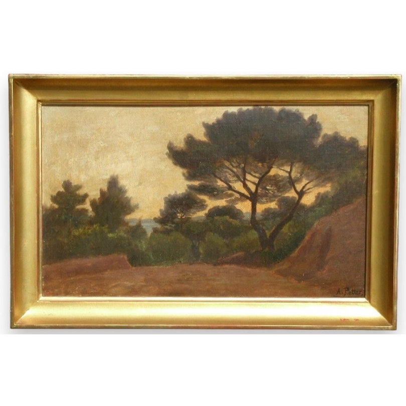 Tableau "Vue de Provence", signé POTTER.