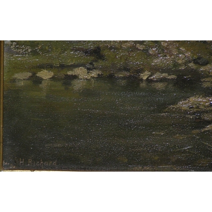 Paintings | Oil on cardboard painting "Gorge du Moinat SA  - Antiques and home décor