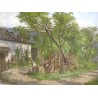 Paintings | Oil on cardboard painting: ‘A Farm in Moinat SA’ – Antiques and Decor