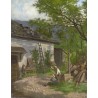 Paintings | Oil on cardboard painting: ‘A Farm in Moinat SA’ – Antiques and Decor