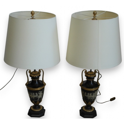 Paire de lampes en métal peint et sur  Moinat SA  - Antiquités décoration