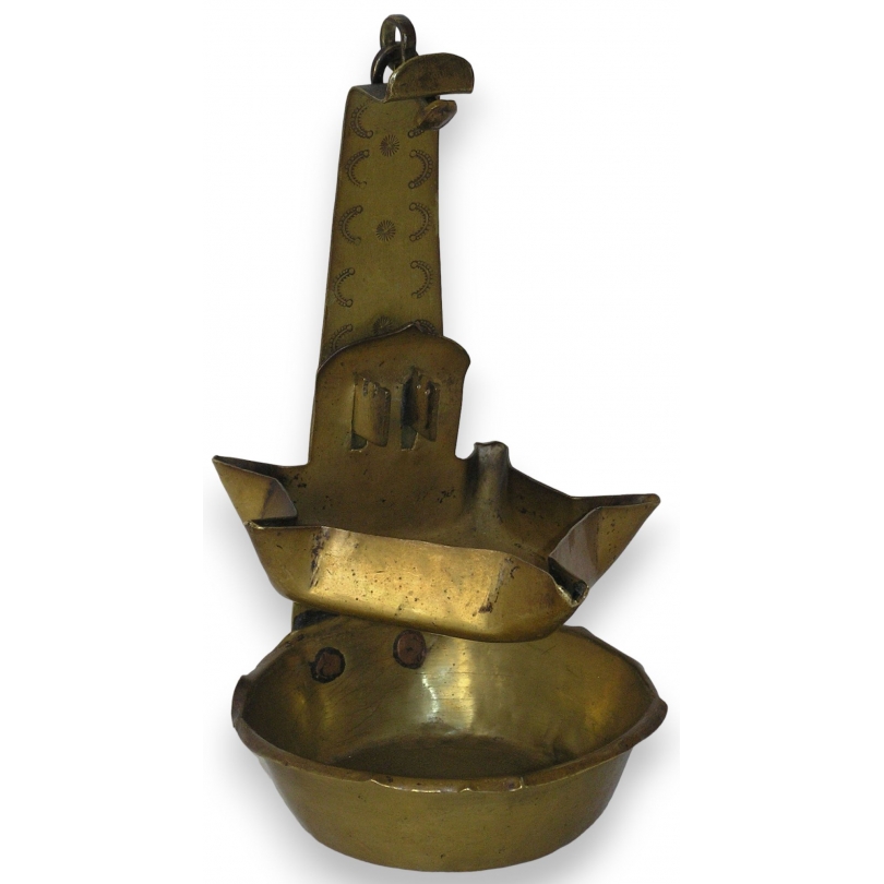 Lampe à huile orientale à 5 becs en laiton