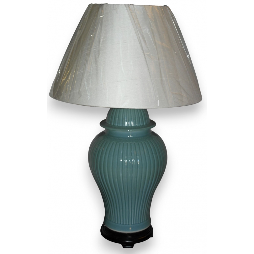  Lampe "Yantai" en porcelaine bleue avec sur  Moinat SA  - Antiquités décoration