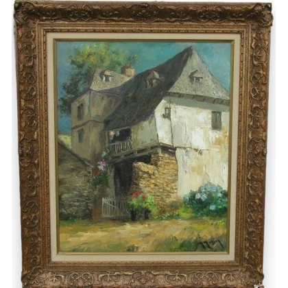 Tableau \"Maison de Montmartre\", signé.