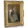 Paintings | Painting entitled ‘Woman Spinning’, monogrammed V.M. Moinat SA  – Antiques and home décor