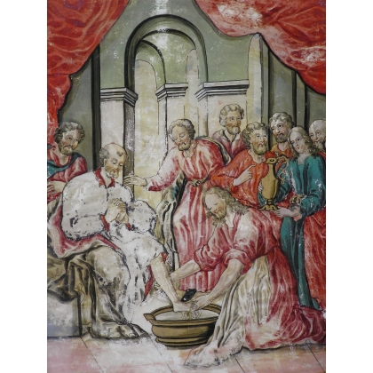  Tableau fixé sous verre scène religieuse sur  Moinat SA  - Antiquités décoration