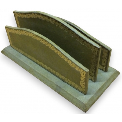 Porte lettres à 3 casiers en cuir vert