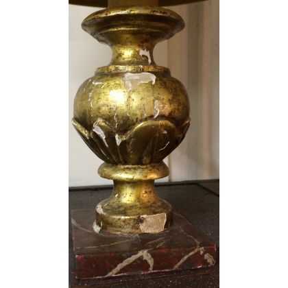  Lampe en bois doré avec abat-jour en sur  Moinat SA  - Antiquités décoration