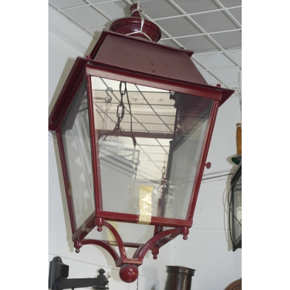 Antique brass lantern painted red at  Moinat SA  - Antiques and home décor