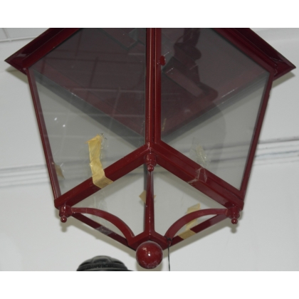 Antique brass lantern painted red at  Moinat SA  - Antiques and home décor
