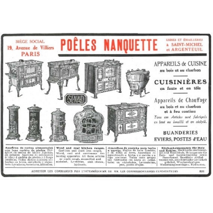  Poele en fonte emaillée "NANQUETTE sur  Moinat SA  - Antiquités décoration
