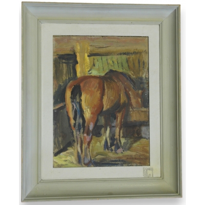 Tableau \"Cheval à l\'écurie\" BURNAND