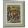 Paintings | Oil on cardboard painting "Horse at Moinat SA" – Antiques and home décor