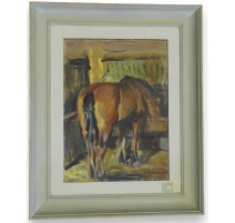 Tableau "Cheval à l'écurie" BURNAND
