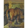 Paintings | Oil on cardboard painting "Horse at Moinat SA" – Antiques and home décor