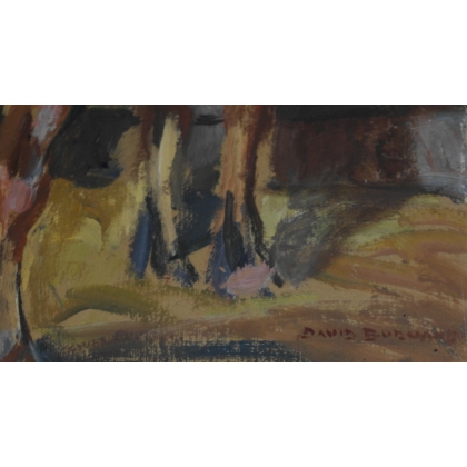 Paintings | Oil on cardboard painting "Horse at Moinat SA" – Antiques and home décor