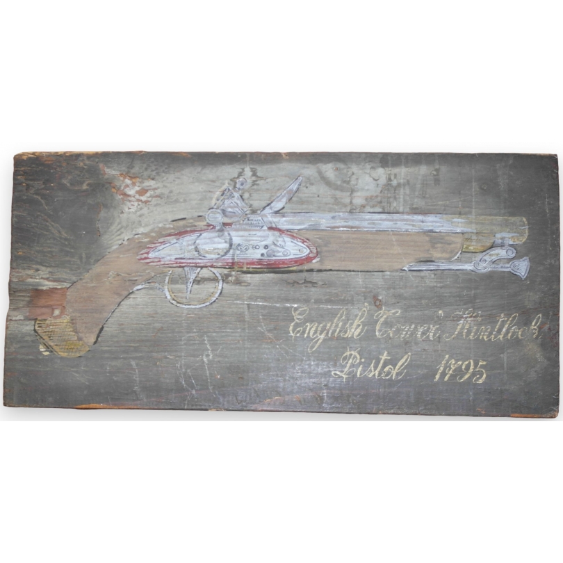 Paintings | Small painted wooden picture by Revolver Moinat SA  - Antiques and home décor