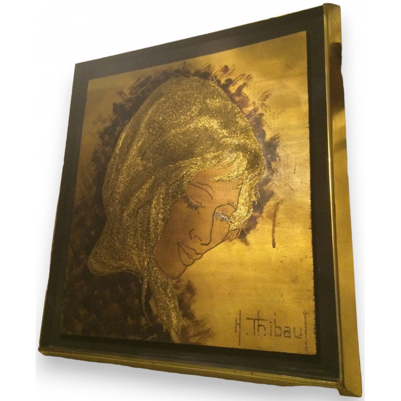  Tableau technique mixte "Portrait de sur  Moinat SA  - Antiquités décoration