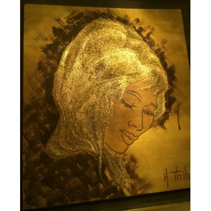  Tableau technique mixte "Portrait de sur  Moinat SA  - Antiquités décoration