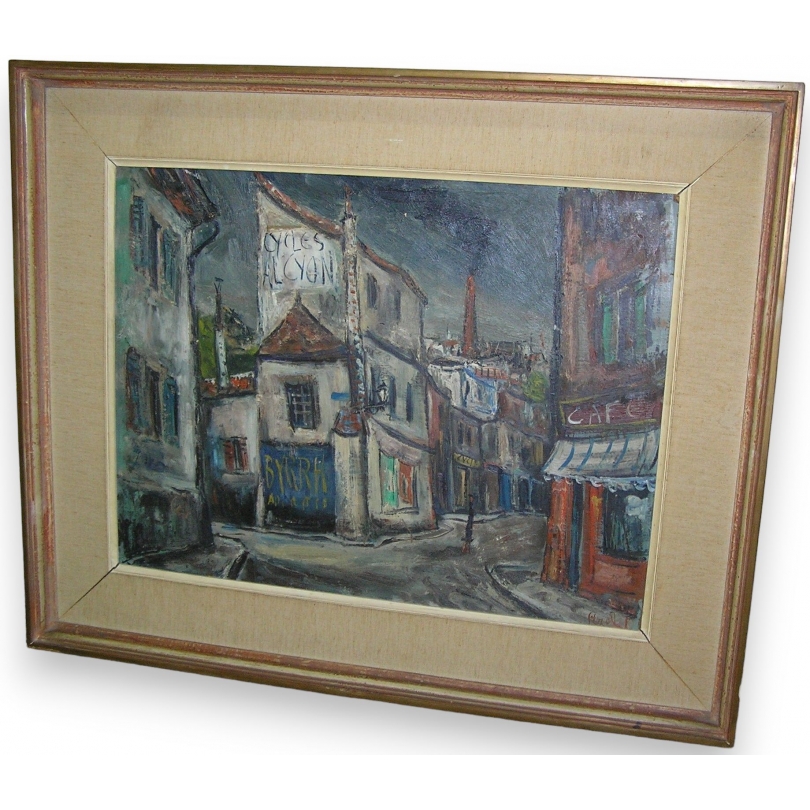 Paintings | Swiss oil painting on cardboard, ‘View of Moinat SA’ – Antiques and home décor