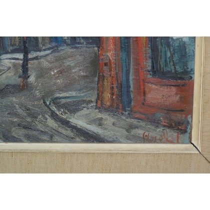 Paintings | Swiss oil painting on cardboard, ‘View of Moinat SA’ – Antiques and home décor
