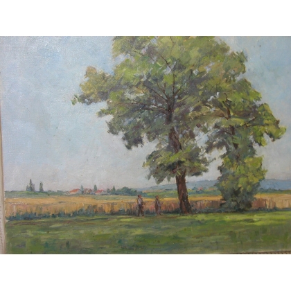 Paintings | Oil on canvas "Near Choulex, 19 Moinat SA" – Antiques and home décor